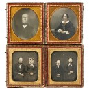 相连盒子中的4张达盖尔式摄影法照片,约1850年