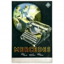 Mercedes打字机海报原件   1930年前后