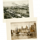 2张明信片: Seaports Danzig and Hamburg, 约1935年