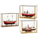3艘在玻璃柜中的船只模型 (3 Ship Models in Glass Showcases)