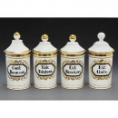 4个德国陶制药剂师用器皿 (4 German Porcelain Pharmacy Jars with Lids)