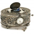 镀银机械音乐鸟时钟盒 (Singing Bird Box with Silver Case and Timepiece)