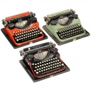 3台彩色打字机Underwood Portable, 约1925年