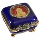 俄国小型首饰盒, 带金刚石和滚筒音乐盒, 约1900年
