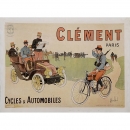 老爷车广告宣传画 Clément 自行车和汽车 约1900年