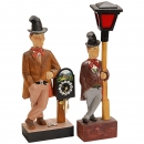 2 Carved Limewood Whistling Automatons by Griesbaum