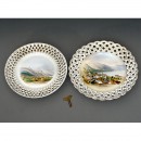 2 Musical Porcelain Souvenir Plates from Montreux and Chamonix, 