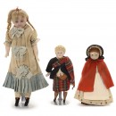 3 Dolls in Antique Costumes, c. 1880–1900