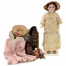 Group of Dolls, Trunk and Accessories, from 1900