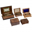 5 Swiss Musical Boxes, 20th Century