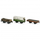 3 Märklin Lithographed Tin Freight Wagons, Gauge I, c. 1930