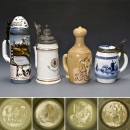 4 Beer Mugs with Lithophanes, c. 1900