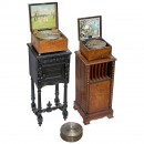 3 Musical Boxes and 2 Base Cabinets, c. 1900
