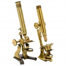 2 English Brass Microscopes, End of 19th Century