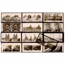 13 Stereo Glass Slides of 9 x 18, c. 1880