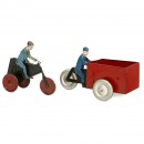 2 French Tin Toy Motorcycles by Vebe, c. 1930