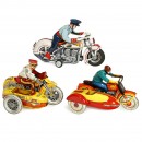 3 Large Tin Toy Motorcycles, 1960 onwards