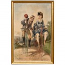 Early French Vélocipède Michaux Bicycle Poster, c. 1865
