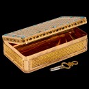 Fine 18-Carat Gold, Turquoise-Set and Enamel Musical Snuff Box, 
