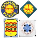 4 Radio Advertising Enamel Signs, c. 1950
