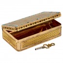 Fine 18-Carat Gold, Turquoise-Set and Enamel Musical Snuff Box, 