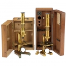 2 Dutch Brass Microscopes by van Emden, c. 1870