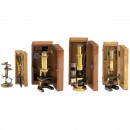 5 Small Brass Microscopes, 1800-1880