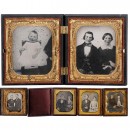 Union Case with Ambrotype and 4 Daguerreotypes, c. 1856-60