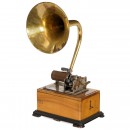 French Cylinder Phonograph with Hunting Horn, c. 1900