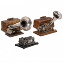 3 Columbia Phonographs and approx. 95 Cylinders,  c. 1910