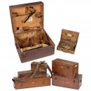 7 Wood Boxes for Surveying Instruments, c. 1850 on wards