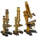 3 Brass Microscopes, c. 1880/90