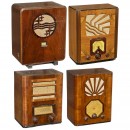 4 Radio Receivers in Wood Cases