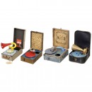 4 Portable Toy Gramophones, c. 1930