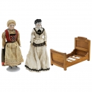 2 German Lady Dolls, late 19th Century