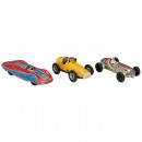 3 German Tin-Toy Racing Cars, c. 1950-60