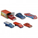 6 German Tin-Toy Cars, 1950-60