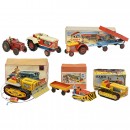 6 German Toy Tractors, c. 1950-60