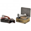 2 Suitcase-Shaped Toy Gramophones, c. 1925