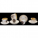 5 Photographic Porcelain Cups with Similar Decoration, c. 1880-9