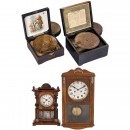 3 Disc Musical Boxes and a Wall Clock, c. 1900