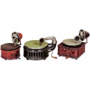 3 Small German Gramophones with Metal Cases, c. 1925