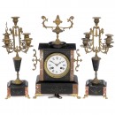 Japy Frères & Cie Marble Mantle Clock & Garniture, c. 1875