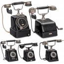 5 German Table Telephones with Metal Cases