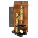 French Brass Microscope by Nachet, c. 1910