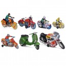 6 Tin Toy Motorcycles and a Scooter