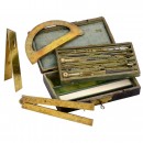 French Architectural Set of Brass Drafting Instruments, c. 1775