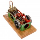Precision Model of a Horizontal Twin-Cylinder Steam Engine, c. 1