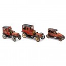 3 Tin Toy Cars, c. 1920
