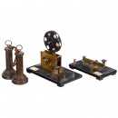 Miniature Telegraph and 2 Bell-Type Telephone Receivers, c. 1900